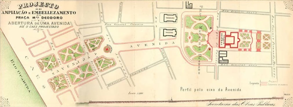Porto Alegre - Projeto ampliação Praças da Alfândega e Matriz em 1909.