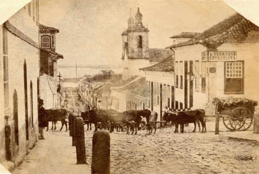 Porto Alegre Esquina das Ruas Vigário José Inácio com a General Vitorino em  1860.