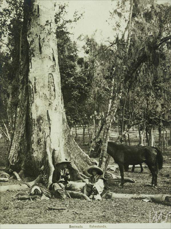 Porto Alegre - Homem e criança descansando no campo em 1900.