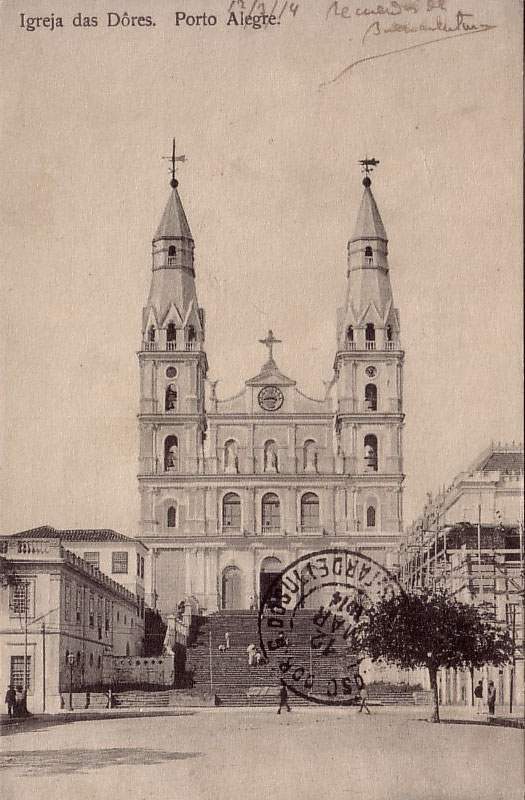 Porto Alegre - Postal Igreja das Dores na década de 1910.
