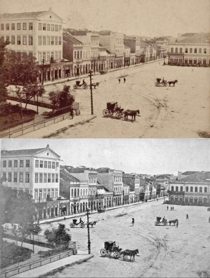 Porto Alegre - Praça Conde D'eu (atual XV de Novembro) na década de 1880.