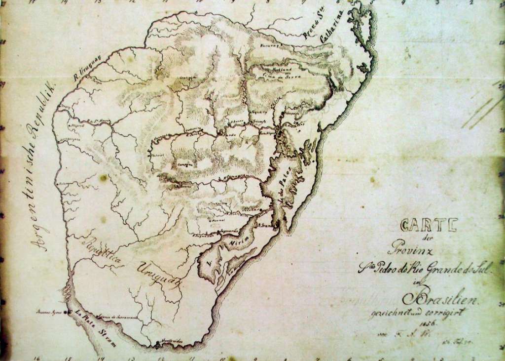 Mapa do São Pedro do Rio Grande do Sul em 1856. Fonte: Rudolf Herrmann Wendroth.