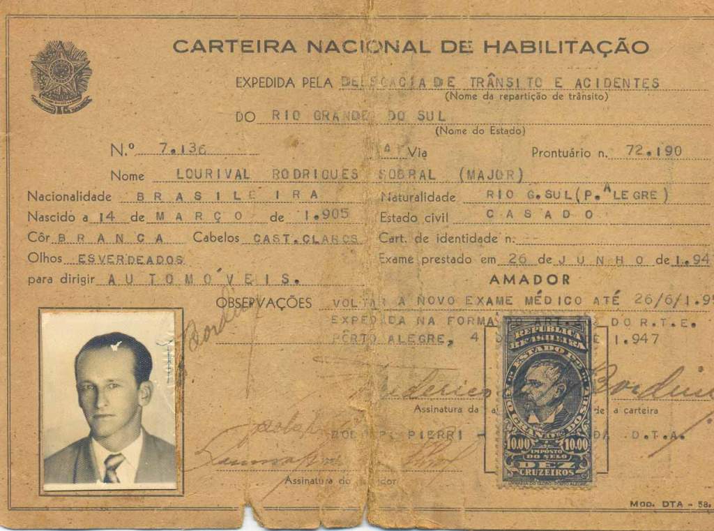 Carteira Nacional de Habilitação – 1947 – prati.com.br
