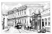 Porto Alegre Bonde na Rua Duque de Caxias Prédio Academia Direito 1900