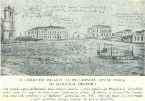 Gravura Porto Alegre Igreja da Matriz e Palácio do Governo Porto 1852