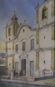Quadro Porto Alegre Igreja Senhora do Rosário templo barroco luso-brasileiro(Giuseppe Gaudenzi) séc XIX   