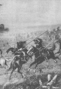 Quadro Revolução Federalista morte do Almirante Saldanha da Gama Batalha Campo Osório 1895   