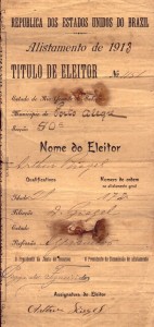Porto Alegre Título Eleitor 1913  