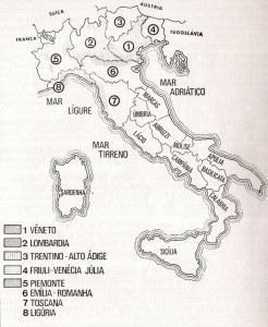 Mapa Italia Regiões imigração Caxias do Sul e Ana Rech