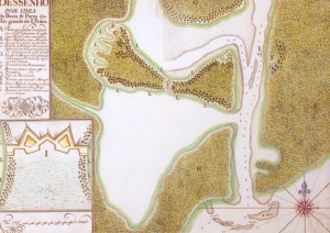 Mapa Rio Grande Barra (José da Silva Paes-Arquivo Histórico Ultramarinho-Lisboa) 1737