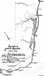Mapa Rio Grande do Sul Expedições João de Magalhães 1714-1724