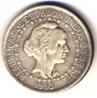 Moeda Brasil Prata 1000Réis 1913 1 verso  
