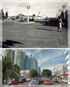 Passo Fundo Avenida General Neto e Praça Marechal Florriano 1942 e 2011        
