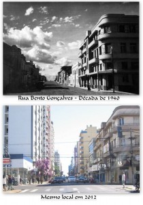 Passo Fundo Esquina Ruas Bento Gonçalves e General Osório 1940 e 2012   