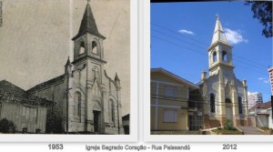 Passo Fundo Igreja Sagrado Coração em duas épocas 