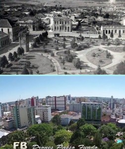 Passo Fundo Praça Marechal Floriano em duas épocas, década de 1930 e 2015 (1) 