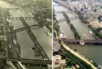 França Paris Vista do Rio Sena da Torre Eiffel 1934 e 2014. 