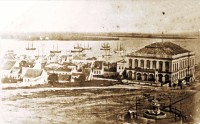 Porto Alegre Teatro São Pedro e chafariz de mármore sécXIX 