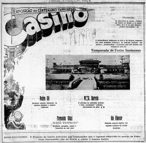 Propaganda Anúncio Cassino Centenário Farroupilha(Jornal A Federação) 1935