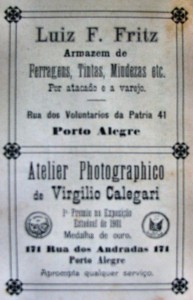 Propaganda Porto Alegre Armazem Luiz Fritz e Atelier Virgilio Calegari