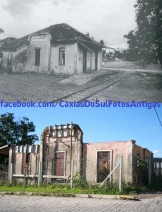 Caxias do Sul Estação de Desvio Rizzo (inaugurada em 10-08-1938) em duas épocas