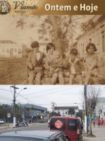 Viamão Crianças da família Gattino na Coronel Marcos déc1930 e atual(foto Paulo Lilja)  