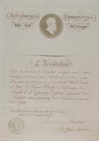 Eugenio Prati Diploma Accademia di Firenze a Eugenio Prati per il primo premio 1868